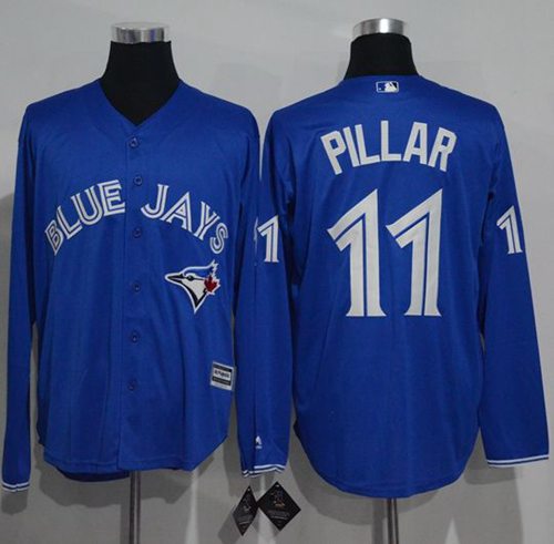 Blue Jays #11 Kevin Pillar Blue New Cool Base Long Sleeve Stitched MLB Jersey